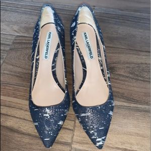 Karl Lagerfeld Addie Tweed Block Heel Shoes